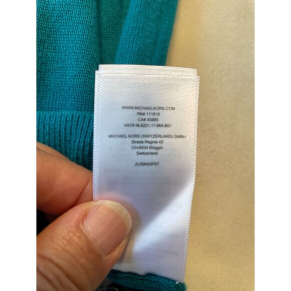 Michael Michael Kors Teal Zip-Up Cardigan With Gold Accents & Pockets M Classic - Picture 8 of 10
